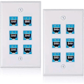 Miniatyrbillede 1 af 5: 2-pak 6-ports Ethernet vægplade, Rj45 Cat6 hun til hun jack inline koblingsplader Ethernet-kabel