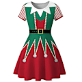 Miniatyrbild 1 av 5: Ful Jultröjeklänning för Kvinnor Rött Grönt Tryck Julklänningar för Jul 2XL
