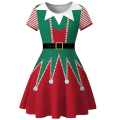 Miniatyrbillede 1 af 5: Grim Julekjole til Kvinder Rød Grøn Print Julekjoler til Jul 2XL