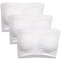 Miniatyrbillede 1 af 5: 3 pakker stropløse BH'er til kvinder, dame bandeau BH, polstret sømløs crop BH blød komfort trådløs Bralette White 4XL