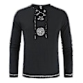 Miniatyrbillede 1 af 5: Figursyet linnedskjorte til mænd, middelalder tunika pirat udklædning black 4XL