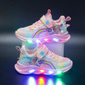 Miniatyrbilde 1 av 5: Frozen Jenter Fritidssko LED Lysende Sneakers pink1 32