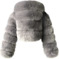 Pikkukuva 2 / 4: Tekoturkis Takki Naiset Hupulla Lyhyt Bubble Takki Fleece Lämmin Takki Naisten Takit X-Large Gray