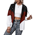 Miniatyrbillede 1 af 5: Dame Colorblock Windbreaker Vandtæt Jakke Letvægts Frakke Red M