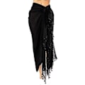 Miniatyrbillede 1 af 5: Dame Strand Batik Lang Sarong Badedragt Cover Up Wrap Pareo Med Kvaster Sort 1 stk