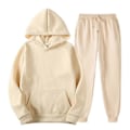 Pikkukuva 1 / 2: Collegehousut Setti Jogger Verryttelypuvut Huppari Kiristysnyörilliset Topit Juoksuun Kävelyyn- Khaki 2XL