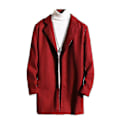 Miniatyrbild 1 av 3: Stor Storlek Herr Klassisk Yllerock Varm Vinter Enkelknäppt Lång Trenchcoat Casual Slim Fit Ytterkläder Wine Red 4XL