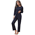 Miniatyrbilde 1 av 5: Pysjamas Sett Dame Langermet Nattøy Loungewear Mykt Pysjamas Sett Navy M