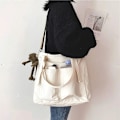 Miniatyrbillede 2 af 5: Dame Taske Shopper Simpel Mode Lynlås Håndtaske Håndtaske White No Pendent