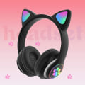 Miniatyrbillede 2 af 5: Gaming Headset Fashion Bluetooth Katteøre LED Lysende Trådløst Headset Black