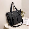 Miniatyrbillede 1 af 5: Dame Taske Shopper Simpel Mode Lynlås Håndtaske Håndtaske Black Frog
