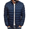 Pikkukuva 1 / 2: Miesten yksivärinen rento tikattu puffer-takki talveen, lämmin pystykaulus, vetoketjullinen, pehmustettu peruspäällysvaate Navy Blue L