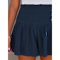 Pikkukuva 5 / 5: Naisten puuvillashortsit, korkea joustava vyötärö, laskostettu röyhelö, söpöt shortsit, rantashortsit, rennot shortsit S-xl Blue Large