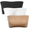 Miniatyrbillede 1 af 5: 3 pakker stropløse BH'er til kvinder, dame bandeau BH, polstret sømløs crop BH blød komfort trådløs Bralette 3 Colors XL