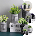 Miniatyrbillede 3 af 4: Blomsterpotte i Påskeøen Statuer Stil Blomsterbeholder Hjem Dekorativ Blomsterpotte