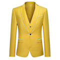 Miniatyrbild 2 av 5: Kostym för män, Business Casual, 3-delad kostymkavaj, byxor, väst, 9 färger Yellow L