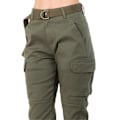 Miniatyrbilde 3 av 5: Sommerbukser for damer, høy midje, slim fit joggebukser, cargobukser i ensfarget med matchende belte I XL