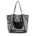 Miniatyrbillede 1 af 5: Bærbar Mesh Taske Børn Opbevaringstasker Svømning Strandtaske Til Håndklæder Kvinder Kosmetik Makeup Taske Sort