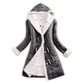 Miniatyrbillede 3 af 5: Dame Hætte Cardigans Tyk Plysforet Strikket Sweater Frakke Med Lommer Beige S
