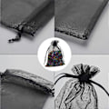 Miniatyrbillede 4 af 5: 100 stk. Sorte Organza Gaveposer 9x12cm, Mesh Bryllupsgaveposer med Snøre til Smykker Makeup C