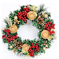 Pikkukuva 1 / 5: Joulun Adventtiseppele 12-tuumainen Adventtikynttilänjalka Keinotekoinen Jouluseppele Nauhalla Berries