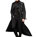 Miniatyrbilde 1 av 2: Lang Trenchcoat for Menn Jakkeslag Overfrakk Casual Jakke Ensfarget Overdeler
