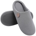 Miniatyrbillede 1 af 3: Varme bomuldstøfler til kvinder og mænd efterår og vinter flade bløde skridsikre fluffy hjemmesko design slides indendørs sko grå 42-43 10-10.2inch