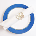 Miniatyrbillede 4 af 5: 10 stk./lot Bryllup Simpel Blomme Blomst Serviet 5 Kronblade Lykke Blomst Serviet Papir Serviet Ring Serviet Pa