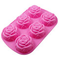 Miniatyrbild 1 av 5: Kaksform 3D Återanvändbar 6-Hålig Non-stick Rosformad Fondantform för Kök