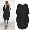 Miniatyrbillede 1 af 2: Dame Oversized Tunika Kjole Langærmet Løs Baggy T-shirt Toppe black M