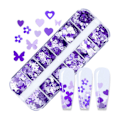 Pikkukuva 2 / 5: 12 Lokeroa Manikyyri Glitter Turvallinen Kannettava PET Violetti Luumunkukka Kynsikoru Tytöille