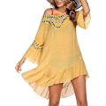 Miniatyrbillede 4 af 5: Badedragt Cover Up Dame Badedragt Kjole Plus Size Sexet Bikini Strand Tunika Top Sommer A c yellow M
