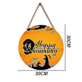 Pikkukuva 2 / 3: Halloween Noitakyltti Puinen Ripustus, Pyöreä Halloween Halloween-kotijuhliin Ulkokoriste