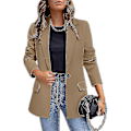 Miniatyrbillede 1 af 3: Dame Business Jakker Åben Front Blazer Casual Langærmet Arbejdstøj Khaki M