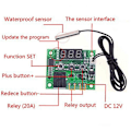 Miniatyrbillede 4 af 5: 2x W1209 Dc 12v Termostat Temperaturstyringsswitch Termometer Controller Med Digital Led Display