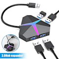 Miniatyrbild 2 av 5: 4-Port USB3.0 Hub Med Strömförsörjning Splitter Expander Multi Extra USB-Port Extender Adapter 5Gbps Höghastighetsdataöverföring Dockningsstation Laptop Tillbehör
