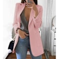 Pikkukuva 1 / 3: Naisten kaulus työtoimisto bleiseri takki rento pitkähihainen päällystakki lonkan pituinen Pink 2XL