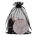 Miniatyrbillede 2 af 5: 100 stk. Sorte Organza Gaveposer 9x12cm, Mesh Bryllupsgaveposer med Snøre til Smykker Makeup C