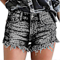 Miniatyrbild 2 av 5: Damjeans Denim Shorts Mid Waist Ripped Raw Hem Jeans Shorts För Sommar Gray 2XL