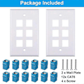 Miniatyrbillede 4 af 5: 2-pak 6-ports Ethernet vægplade, Rj45 Cat6 hun til hun jack inline koblingsplader Ethernet-kabel