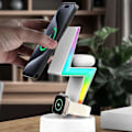 Miniatyrbilde 3 av 5: 3-i-1 Trådløs Lader med RGB-Lys Magnetisk Hurtiglading Intelligent Gjenkjennelse Laderstativ Kompatibel Iphone/Kompatibel Iwatch/Kompatibel Ai