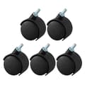 5 stk 6 mm gjenget tapp 40 mm roterbare hjul - Svart