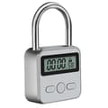 Metalltimerlås LCD-display Multifunktionell elektronisk tid 99 timmar Max timing USB uppladdningsbar timerhänglås silver