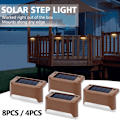 Miniatyrbillede 1 af 10: 8/4 stk LED solar trappelampe udendørs vandtæt black 4 PCS