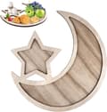 Ramadan Dessertbricka Eid Mubarak Trä Moon Star Tallrikar