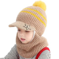 Miniatyrbillede 1 af 3: Barn Pojkar Flickor Balaclava Cap Tørklæde Fleece Cap Pom Ski Beanie Hattar Brown