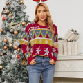 Pikkukuva 1 / 9: Joulun Lumihiutale Sweater Syksyn ja Talven neule Naisten red small