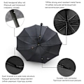 Miniatyrbillede 8 af 10: Dobbeltlags Dark Grid Regn Vindtæt Business Paraply bule