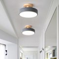 Miniatyrbillede 4 af 6: Nordisk Rund Led Loftslampe Trækorn Lys Loftslys Hjem Soveværelse Belysning til Køkken Gang Indretningsarmaturer gray