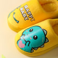 Miniatyrbillede 5 af 8: Vinter børnetøfler Dinosaur varm plys indendørs efterår skridsikker blød plys hjemmesko yellow 32-33(insole 19cm)